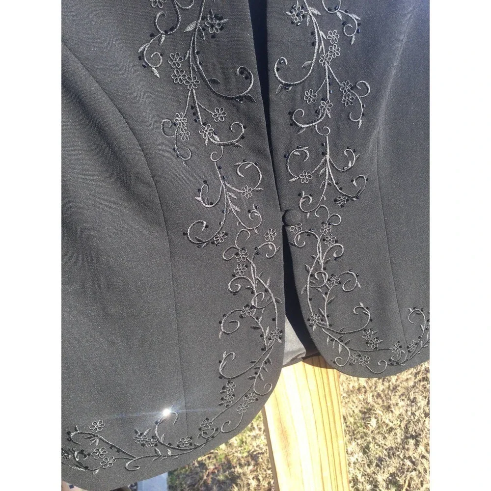 Coldwater creek womens black beaded blazer NEW 10p petite 10‎ ruffle holiday